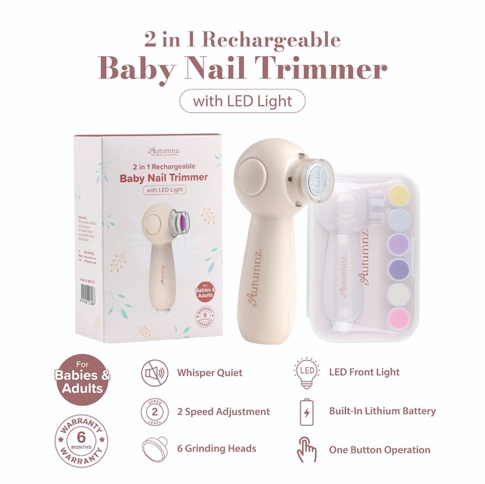 Autumnz 2 in 1 Rechargeable Baby Nail Trimmer (with LED LIght) 宝宝电动指甲剪刀